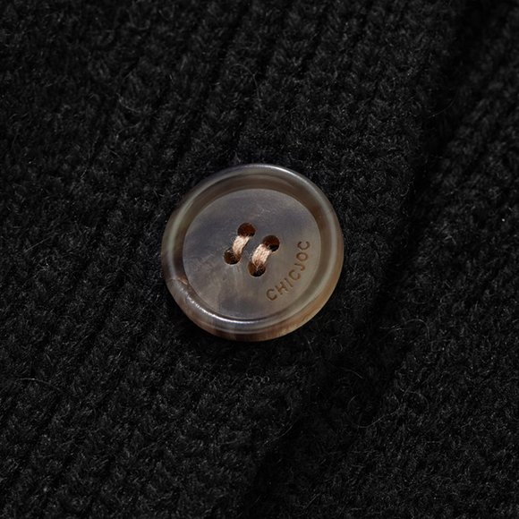 CHICJOC Scarlet Style Cashmere Cardigan Deep V-neck black size 38 - Picture 6 of 15